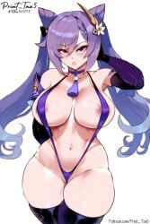 ai_assisted ai_generated bikini elbow_gloves female female_only genshin_impact hoyoverse huge_ass huge_breasts keqing_(genshin_impact) patreon_url patreon_username print_tax5 purple_hair sexy sole_female thighhighs twitter_username v_bikini