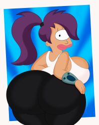 3barts big_breasts butt_focus chubby female_only fully_clothed_female futurama huge_ass looking_at_viewer shaking_butt thick_thighs tight_clothing turanga_leela wide_hips