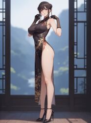 ai_generated bewitching_thighs big_breasts brown_hair dead_or_alive full_body lei_fang shu