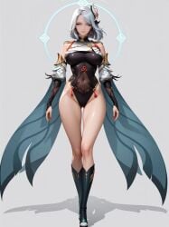 ai_generated bewitching_thighs big_breasts full_body genshin_impact shenhe_(genshin_impact) shu