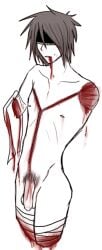 1boy amputee artist_request blood gore guro male male_only no_eyes nude penis quadruple_amputee solo_male