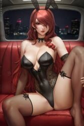 1girls absurd_res breasts bunny_ears bunny_girl bunny_suit bunnysuit car_interior curvaceous curvy_body curvy_female curvy_figure female_focus female_only inviting_to_sex large_breasts leggings long_hair mitsuru_kirijo persona persona_3 red_hair sciamano240 sitting solo spread_legs voluptuous voluptuous_female wanting_sex