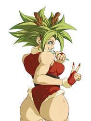 1girls ass bare_shoulders biceps blue_eyes boobs breasts candy_cane christmas color curvaceous curves curvy curvy_body curvy_female curvy_figure curvy_hips daartimari dat_ass dragon_ball dragon_ball_super female female_focus female_only fingerless_gloves fusion glowing grainy green_eyes green_hair hand_on_breast hand_on_hip hips hourglass_figure kefla legendary_super_saiyan legs_crossed leotard light-skinned_female light_skin line_art looking_at_viewer looking_back looking_back_at_viewer mokenmari muscles muscular muscular_female pinup pinup_pose pose posing potara_earrings rear_view red_leotard saiyan serious shiny shiny_ass shiny_hair shiny_skin shoulders signature smile solo solo_female solo_focus spiky_hair standing super_saiyan super_saiyan_2 tagme thick thick_ass thick_hips thick_legs thick_lips thick_thighs thighs tits v v_sign watermark white_background