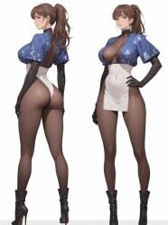 ai_generated bewitching_thighs big_breasts dead_or_alive full_body kasumi_(doa) shu