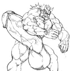 balls bara big_balls big_penis boner d_ron_r demon erection horns hyper_balls hyper_penis male male_only monochrome muscles muscular nude penis solo solo_male