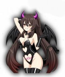 brown_hair cosplay genshin_impact hfxpins hu_tao_(genshin_impact) succubus succubus_horns succubus_tattoo succubus_wings