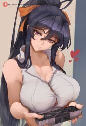 1girls akeno_himejima araneesama big_breasts black_hair breasts female female_only high_school_dxd huge_breasts large_breasts long_hair ponytail