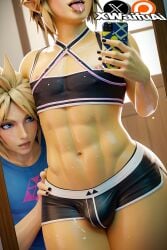 2boys 3d ai_generated blonde_hair cloud_strife crop_top femboy femboy_only final_fantasy flat_chest flat_chested gay gay_male gay_sex huge_ass lifting_shirt link link_(breath_of_the_wild) link_(tears_of_the_kingdom) looking_at_viewer nintendo sexy sissification sissy square square_enix thick_thighs video_games xwaifuai