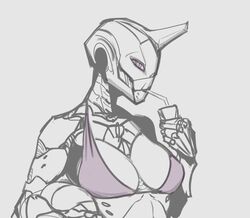 1girls bikini bikini_top bungie destiny_(game) drinking exo line_art robot robot_girl robot_humanoid sirtenderloinz1 sketch