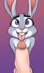 anthro big_penis disney duo female genitals hi_res judy_hopps lagomorph m115 male mammal penis straight tongue tongue_out zootopia