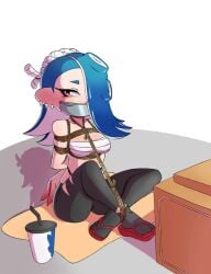 2d 2d_(artwork) arms_behind_back bdsm_gear bondage bondage_gear bound boundlightning gag gagged gagged_female legs legs_crossed light-skinned_female light_skin nintendo rope rope_between_breasts rope_bondage shiver_(splatoon) solo solo_female solo_focus splatoon splatoon_(series) splatoon_3 tape tape_gag taped_mouth