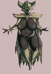 3_eyes belly belly_overhang big_breasts bungie crisis-omega destiny_(game) female green_eyes hive hive_(destiny) hive_wizard huge_breasts pussy solo solo_female tagme thick_thighs