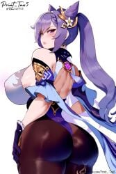 ai_assisted ai_generated ass ass_focus female female_only from_behind_position genshin_impact hoyoverse huge_ass huge_breasts keqing_(genshin_impact) leotard pantyhose patreon_url patreon_username print_tax5 purple_hair sexy sole_female twitter_username