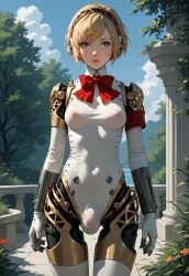 1futa 2d aegis_(persona) ai_generated android blonde_hair blue_eyes bulge futanari joints light_skin looking_at_viewer nipples nipples_visible_through_clothing outdoors persona persona_3 persona_4 persona_5 robot_girl robot_joints santopati see-through self_upload short_hair slim slim_waist solo standing thigh_gap