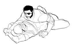abs arms_above_head arms_restrained black_and_white blush demoman gay gay_sex human_only jb_the_sinner male male/male male_only midriff missionary_position pants_down sketch soldier_(team_fortress_2) spread_legs team_fortress_2 yaoi