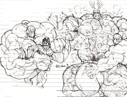 balls bane bara batman batman_(series) big_balls big_bulge big_penis body_hair bulge d_ron_r dc dc_comics flaccid growth hyper_balls hyper_bulge hyper_penis male male_only monochrome muscle_growth muscles muscular penis