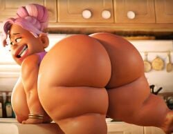 accurate_art_style ai_generated areolae ass ass_focus bare_ass barefoot bbw big_ass big_breasts bracelet breasts brown_skin clothed clothing disney fat_ass feet female female_only hair hair_bun huge_ass huge_breasts inverted_nipples lipstick looking_back mature mature_female milf nervous_smile overweight overweight_female pearlicious8 pink_hair pink_tank_top pixar presenting_ass smile sweat tank_top vanessa_rodriguez win_or_lose_(pixar)