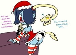 1girls ass big_ass blush christmas female female_only leviathan_(skullgirls) montatora-501 omegusmaximus panties santa_hat skullgirls squigly sweatdrop white_panties