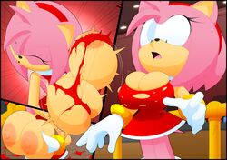 amy_rose anthro breast_expansion breast_growth breasts bursting_breasts expansion female furry furry_only growth huge_breasts large_breasts red_dress sega slickehedge solo solo_female solo_focus sonic_(series) torn_clothes torn_dress wardrobe_malfunction