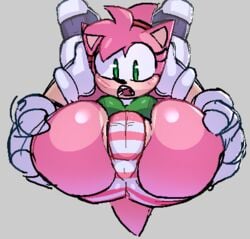 :o amy_rose anthro ass big_ass cameltoe classic_amy_rose clothing cragscleft digital_media_(artwork) eulipotyphlan female female_only full_nelson green_eyes large_ass legs_over_head panties partially_visible_vulva pink_hair presenting rough_sketch sega solo sonic_(series) sonic_the_hedgehog_(series) striped_panties