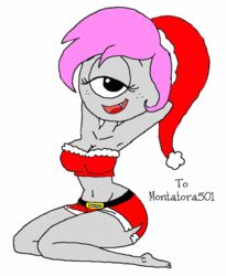 1girls 2015 amigodan barefoot breasts burtonberg christmas christmas_hat colored cyclops female female_only freckles grey_skin hands_behind_head hips looking_at_viewer monster monster_girl montatora-501 omegusmaximus on_knees original_character pink_hair r8ted-r santa_hat simone_pazookie_(montatora-501) wide_hips