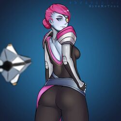 1girls ass awoken blue_body blue_skin breasts destiny_(game) eyepatch female female_only ghost_(destiny) looking_back noburuu petra_venj presenting presenting_ass presenting_hindquarters shygoggles sideboob solo solo_female source_request tagme