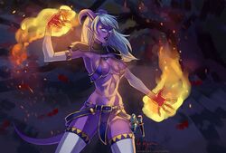 chataya commission draenei female fire loincloth magic neryumo no_panties warcraft world_of_warcraft