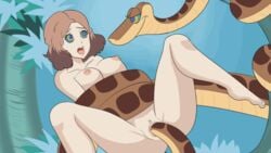 animated bottomless breasts brown_hair coils crossover disney drool femsub haru_okumura hypnosis hypnotic_eyes interspecies kaa kaa_eyes large_breasts loquillo maledom mind_control nipples nude open_mouth persona persona_5 short_hair smile snake suspension the_jungle_book topless zoophilia