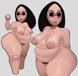 1girls bbw black_hair chubby chubby_female crabtopus fat female female_only female_pubic_hair glasses huge_breasts mii mii_(crabtopus) mob_face multiple_views nude plump pubic_hair tagme thick_thighs tomodachi_life wide_hips