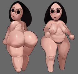 1girls bbw big_ass black_hair cellulite chubby chubby_female crabtopus fat fat_ass female female_only female_pubic_hair glasses huge_ass huge_breasts mii mii_(crabtopus) mob_face multiple_views nude plump pubic_hair tagme thick_thighs tomodachi_life wide_hips