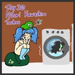 1girls breasts female female_only laundry_machine nitori_kawashiro nude sitting suspiciouslaundry tagme touhou