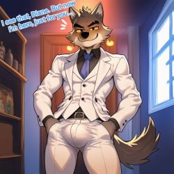 cocky69 ai_generated text the_bad_guys mr._wolf_(the_bad_guys) male male_only wolf_boy wolf_ears wolf_tail suit office bulge bulge_through_clothing bulge_under_clothes boner boner_in_pants boner_under_clothes boner_in_underwear hands_in_pockets smug_face