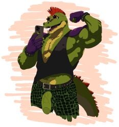 bara bara_body daddy deep_draw dick furry gym gym_clothes montgomery_gator_(fnaf) monty muscular muscular_male selfie selfie_pose