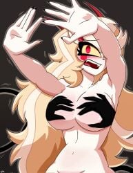 amazon_prime breasts challenge charlie_morningstar charlie_morningstar_(hazbin_hotel) demon demon_girl demon_horns embarrassed female female_only hands hands_casting_shadow hazbin_hotel hazbin_hotel_(season_2) horns long_hair meme shadow solo spindlehorse_toons standing standing_up the_titan_draw thetitn20119578 twitter very_long_hair vivienne_medrano vivziepop