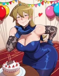 1girls ai_generated alexis_rhodes angel_yukkis ass big_ass big_breasts big_tits breasts cake curvy curvy_female curvy_figure day dress fat_ass female female_only nipples oppai revealing_dress room sexy_female sexy_pose tits voluptuous_female yu-gi-oh