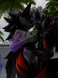 3:4 3d_(artwork) absurd_res anthro areola aunt_(lore) aunt_and_nephew_(lore) big_breasts black_body black_fur blender_(artwork) blush breast_play breast_suck breasts butt canid canid_demon canine claws clothing colored_nails demon detailed_background digital_media_(artwork) dominant dominant_female duo eyelashes eyeliner eyeshadow female freckled_arms freckled_breasts freckled_butt freckled_chest freckled_face freckled_legs freckled_shoulders freckles fur genitals hand_on_breast hand_on_chest heart_(marking) hellhound heterochromia hi_res highlights_(coloring) hound_(hound_helldan) hound_helldan hybrid incest_(lore) makeup male male/female mammal markings mythological_canine mythological_creature mythology nails natural_breasts nephew_(lore) novabeast paw_markings penis penis_between_thighs purple_claws purple_eyeliner purple_eyes purple_eyeshadow purple_highlights purple_makeup purple_markings red_body red_claws red_eyeliner red_eyes red_fur red_highlights red_nails seductive sibling_(lore) stella_(hound_helldan) sucking swimming_pool swimwear tail watermark wet wet_body white_body white_fur widescreen