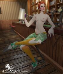 1girls 3d areolae blizzard_entertainment blue_eyes blush bottomwear breasts drunk eireannach_moira female female_only heterochromia jug long_fingernails looking_at_viewer moira momma-sleeptalker nipples overwatch pubic_hair purple_fingernails red_eyes red_hair solo tagme topless