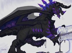 bodily_fluids breeding_mount cum cum_drip cum_on_ground cum_string deaddragonp dragon dripping european_mythology genital_fluids genitals hi_res male mythological_creature mythological_scalie mythology open_mouth penile_spines penis ridged_penis scalie solo unusual_bodily_fluids unusual_cum unusual_genital_fluids vazuki_(krolnazstaesin) western_dragon