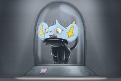 bdsm bondage bound capsule captured charly-sparks encasement female female_only feral generation_4_pokemon hi_res latex liquid_latex nintendo pokemon pokemon_(species) shinx solo squirming
