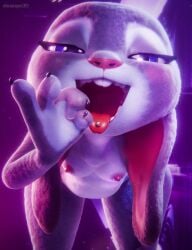judy_hopps zootopia closeups3d open_mouth tounge_out breasts boobs 3d 3d_(artwork) bunny female female_only furry