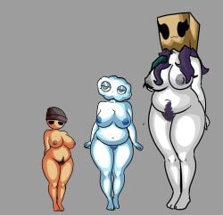 3girls :3 beanie beanie_hat beanie_only belly belly_button black_eyes blue_body blue_nipples blue_pubic_hair brown_beanie brown_nipples bushy_pubes carpet_matching_drapes chetoh chubby chubby_female claire_(chetoh) claudia_(chetoh) close_(chetoh) cloud cloud_humanoid commission commissioner_upload completely_naked completely_naked_female completely_nude completely_nude_female egg female female_focus female_only female_pubic_hair freckles freckles_on_breasts freckles_on_face full_body fusion_character green_arm grey_balls grey_nipples hair hand_on_breast hands_behind_back hands_on_sides happy_trail height_difference looking_at_viewer naked naked_female nude_female oc original original_character original_characters paper_bag paper_bag_on_head plant_arm potato pubic_hair purple_hair purple_pubic_hair rose_(chetoh) shorter_female smile smiling smiling_at_viewer starchy_(chetoh) taller_female tan_body white_body