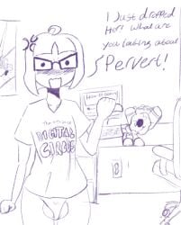 anger_vein balls blushing bulge computer ethicalgooner2007_(kryptraider) futanari glasses gynomorph interrupted large_penis mewmsart original original_character original_characters plushie pomni_(the_amazing_digital_circus) the_amazing_digital_circus unethical_gooning