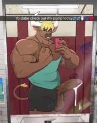 animated background balls ballsack bathroom bathroom_stall biceps big_balls big_penis blonde_hair bulge bull bull_horns canyne_khai compression_shorts cum cum_drip cum_dripping cum_shot cum_spurt cum_string flexing furry furry_male furry_only gay lights male_only mirror muscular muscular_male pants pants_rip recording recording_video ripped_clothing shorts smiling smiling_at_viewer smirking smirking_at_viewer tagme tail tank_top text vandalism vein veins veiny_muscles veiny_penis video