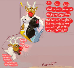 2020 angry anthro antlers balls breath capreoline cervid christmas clothing comic dialogue digital_media_(artwork) duo english_text erection foreskin fur genitals handjob holidays horn humanoid_genitalia humanoid_penis invalid_tag koorivlf male mammal muscular muscular_male nipples panting penile penis penis_through_leghole poking_out red_nose reindeer rudolph_the_red_nosed_reindeer sex speech_bubble text uncut underwear unretracted_foreskin ych_(character)