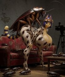 ankha ankha_(animal_crossing) standing_sex casting_couch ai_generated warfaremachine_(modeler) insects cockroach insectophilia camera messy_room