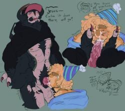 pest_(regretevator) poob_(regretevator) partynoob_(regretevator) regretevator roblox giving_head blowjob tongue deepthroat furry furry_on_human abnormal_anatomy weird_penis beetle bug insect cum_in_mouth cum_on_face holding_face tagme exquinoxe