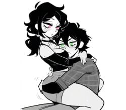 belovedgore the_coffin_of_andy_and_leyley andrew_graves ashley_graves digital_drawing_(artwork) 2d video_game_character incest hugging hugging_partner hugging_another cute wholesome safe big_ass big_butt big_breasts older_female_and_younger_male face_in_breasts breasts breast_smother larger_female smaller_male blush blushing embarrassed clothed clothing cuddling holding holding_partner no_sex holding_ass grabbing_ass grabbing_another's_ass official_alternate_costume off_shoulder 1boy1girl brother_and_sister siblings sibling_incest brother sister black_hair