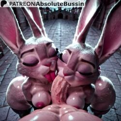 1boy 2girls absolutebussin ai_generated animal_ears animated black_gloves breasts cooperative_fellatio explicit fellatio ffm_threesome furry furry_female furry_male furry_with_non-furry group_sex judy_hopps licking licking_penis looking_at_viewer multiple_girls nipples nude oral penis pov rabbit_ears rabbit_girl saliva shiny shiny_skin straight tagme thighhighs threesome tile_floor tongue uncensored veins veiny_penis video zootopia