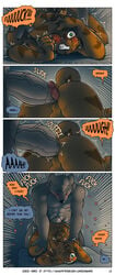 2boys absurd_res alphonse_(james_howard) anal anthro big_dom_small_sub canid canine canis comic completely_nude dialogue domestic_cat duo felid feline felis genitals hi_res humanoid_genitalia humanoid_penis james_howard male male/male male_only mammal nude nude_male pain painal patreon penis richard_(james_howard) size_difference tight_fit wolf yaoi