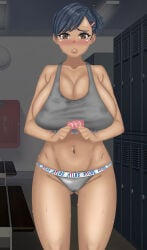 1girls abs alternate_breast_size athletic athletic_female atlus before_sex belly_button black_hair blush brown_eyes brown_lips cagameplay_mechanics calvin_klein character_name character_portrait chat_box condom condom_packet_strip condom_wrapper condoms dark-skinned_female dark_skin dialog dialogue dialogue_box eddarxart english english_text excessive_pubic_hair ganguro grey_bra grey_sports_bra gyaru gym_bottomwear gym_clothes gym_uniform hair_ornament hairclip holding_condom huge_breasts impregnation impregnation_attempt impregnation_request locker locker_room looking_at_viewer midriff musk navel navel_piercing nishiwaki_yuuko persona persona_3 persona_3_reload ponytail portrait pubic_hair pubic_hair_peek pubic_tuft puffy_lips short_hair solo speech_bubble sports_bra sports_uniform sportswear steaming steaming_body sweat sweatdrop sweating sweaty sweaty_body sweaty_bra sweaty_breasts sweaty_clothes taking_to_viewer talking talking_to_viewer tan tan_body tan_skin tanned text thick_thighs thighs tomboy toned toned_body toned_female toned_stomach track_and_field translated undersized_clothes underwear wet wet_body wet_clothes wet_clothing wet_panties worried worried_expression yuko_nishiwaki